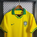 Camiseta retro local de la selección brasileña 97/98 para hombre - Amarilla