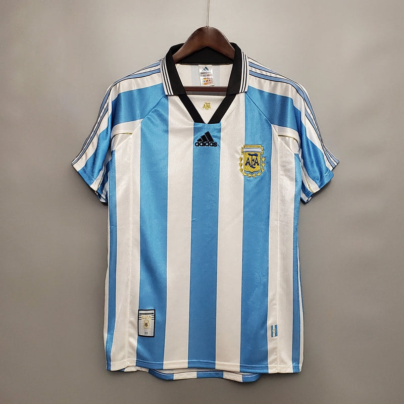 Camiseta Adidas retro de la selección argentina 1998 para hombre - Azul y blanco