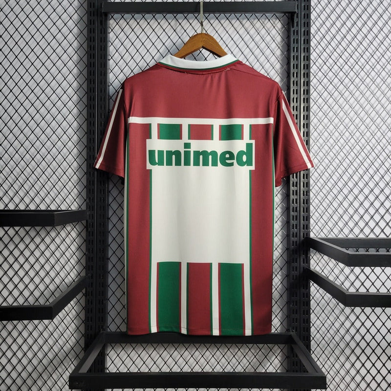 Camiseta Adidas Fan Fluminense Retro I 02/03 para hombre - Royal, verde granate.