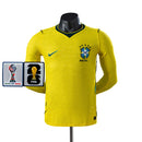 Camiseta Manga Larga Brasil Local Copa del Mundo 2026 Versión Jugador Hombre - Amarillo