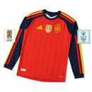 Camiseta Manga Larga Selección España Local 2 Estrellas Campeón Copa del Mundo 2026 Versión Jugador Hombre - Rojo