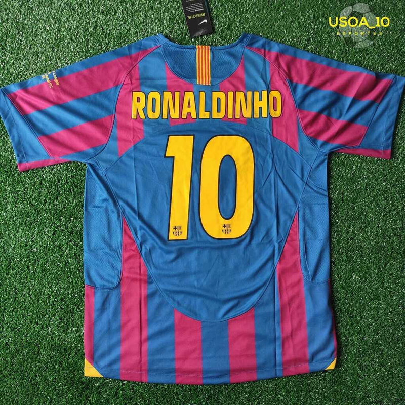 Camiseta Nike retro de local del Barcelona 2006 para hombre - Azul y granate