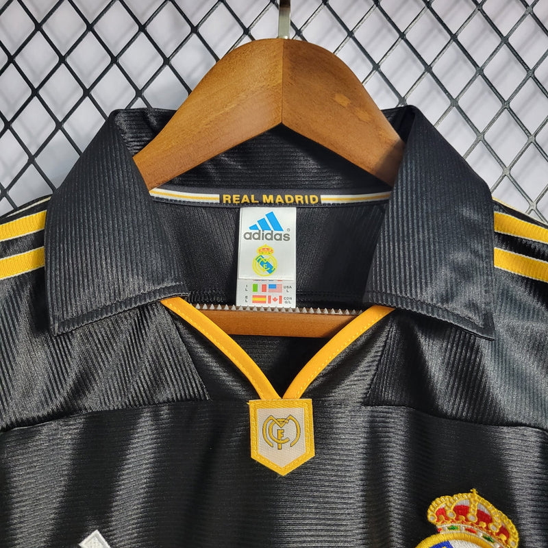 Camiseta retro de aficionado Adidas Real Madrid II 99/01 para hombre - Negra