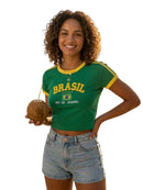 Camiseta recortada de la Selección Nacional Femenina de Brasil 2026 - Multicolor