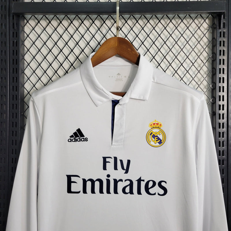 Camiseta de manga larga para aficionado del Real Madrid 16/17 para hombre - Blanca