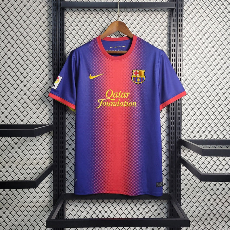 Camiseta retro de aficionado del Barcelona 12/13 para hombre de Kappa - Azul rey y rojo