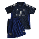 Camiseta y pantalón corto visitante del Manchester United 24/25 para niños - Azul