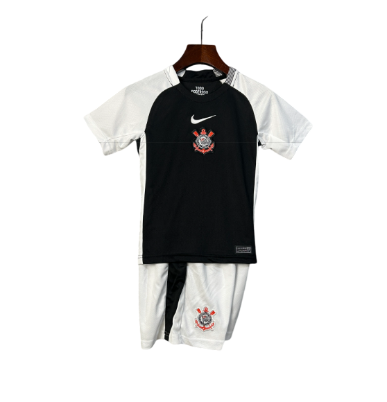 Camiseta y pantalón corto de la reserva del Corinthians para niños - Negro