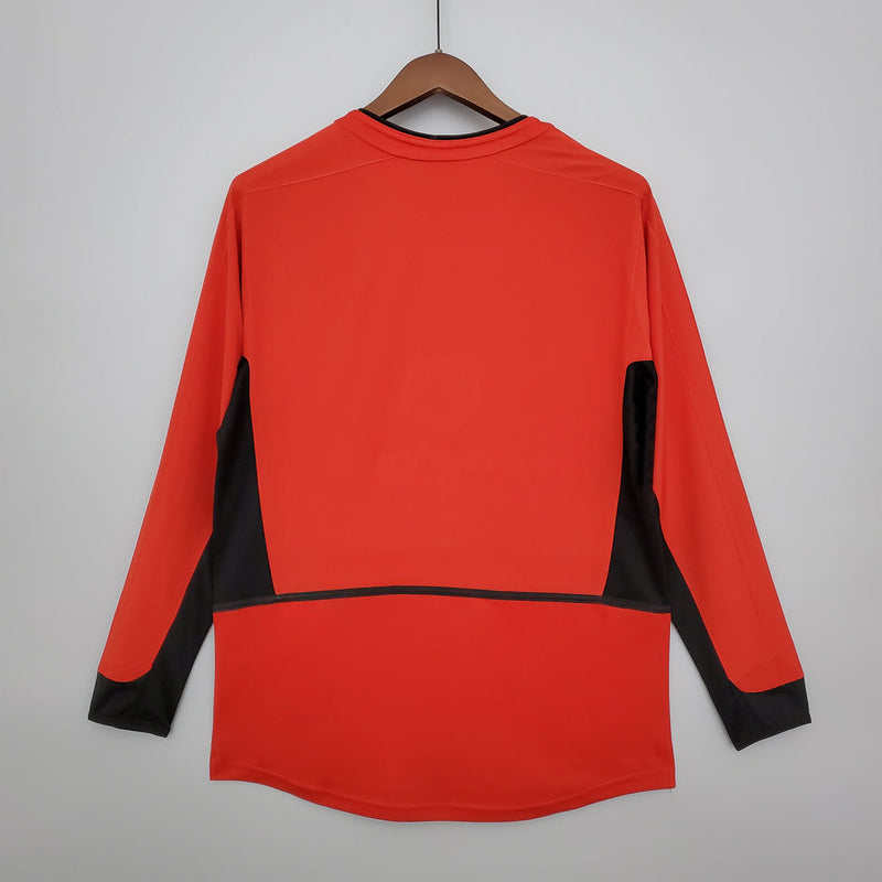 Camiseta retro de manga larga Nike para hombre del Manchester United 02/04 - Rojo