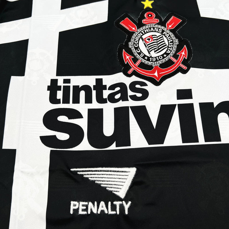 Camiseta retro de la tercera equipación del Corinthians 1992 - Blanco y negro
