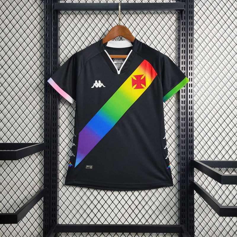 Camiseta de fan del Vasco da Gama LGBT 23/24 Kappa para mujer - Negra y colorida