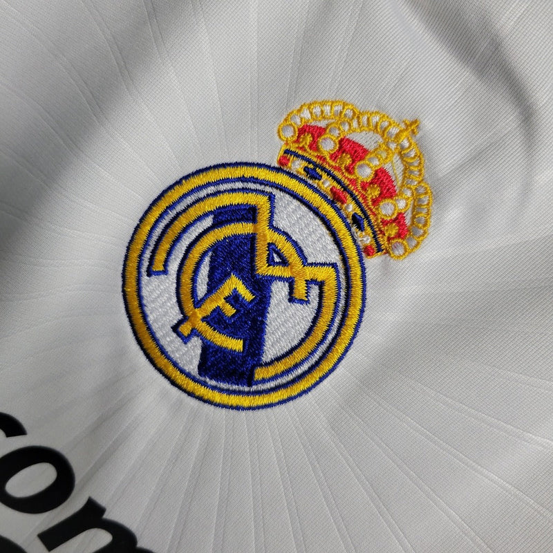 Camiseta retro de manga larga para aficionado Adidas del Real Madrid I 10/11 para hombre - Blanca