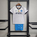 Camiseta y pantalón corto para niños del Napoli Visitante II 23/24 - Blanco