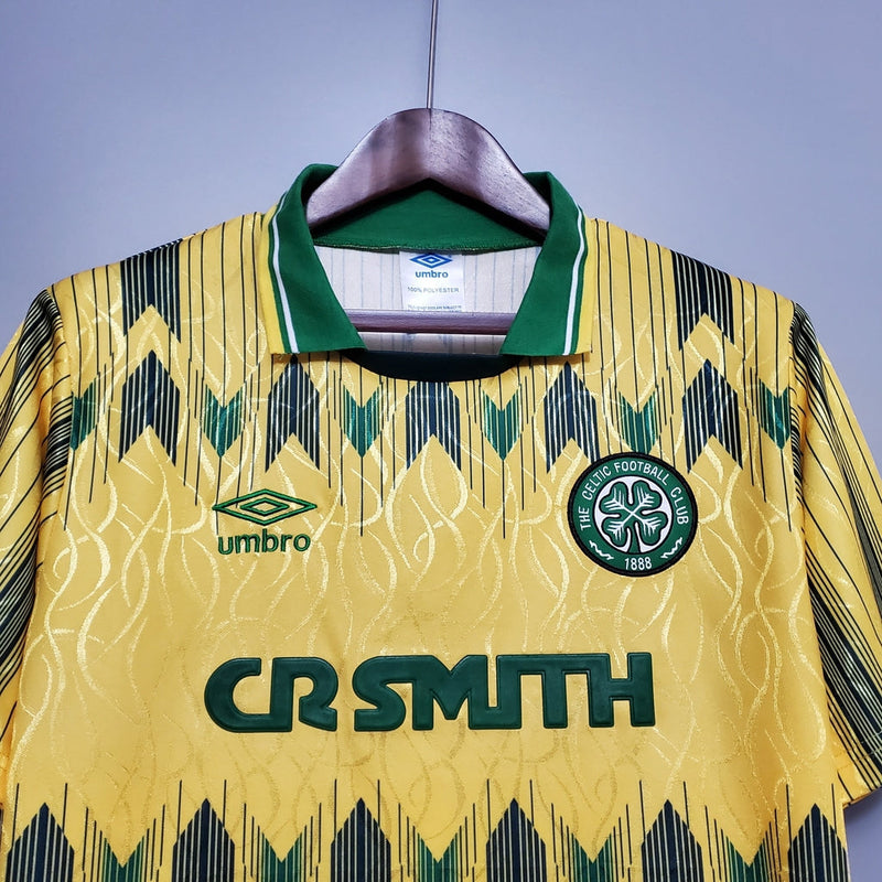 Camiseta retro de visitante del Celtic II 91/92 para hombre - Amarilla