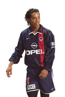 Camiseta retro de manga larga para aficionado del PSG Home I 01/02 para hombre - Azul
