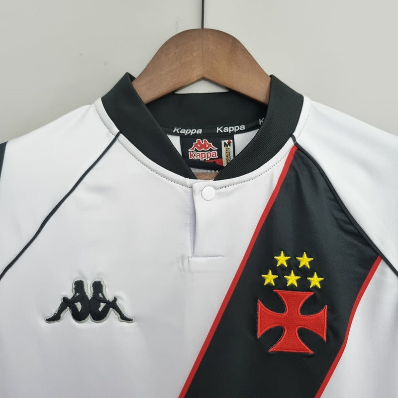 Camiseta retro de aficionado Kappa Vasco da Gama 1998 para hombre (blanco y negro)