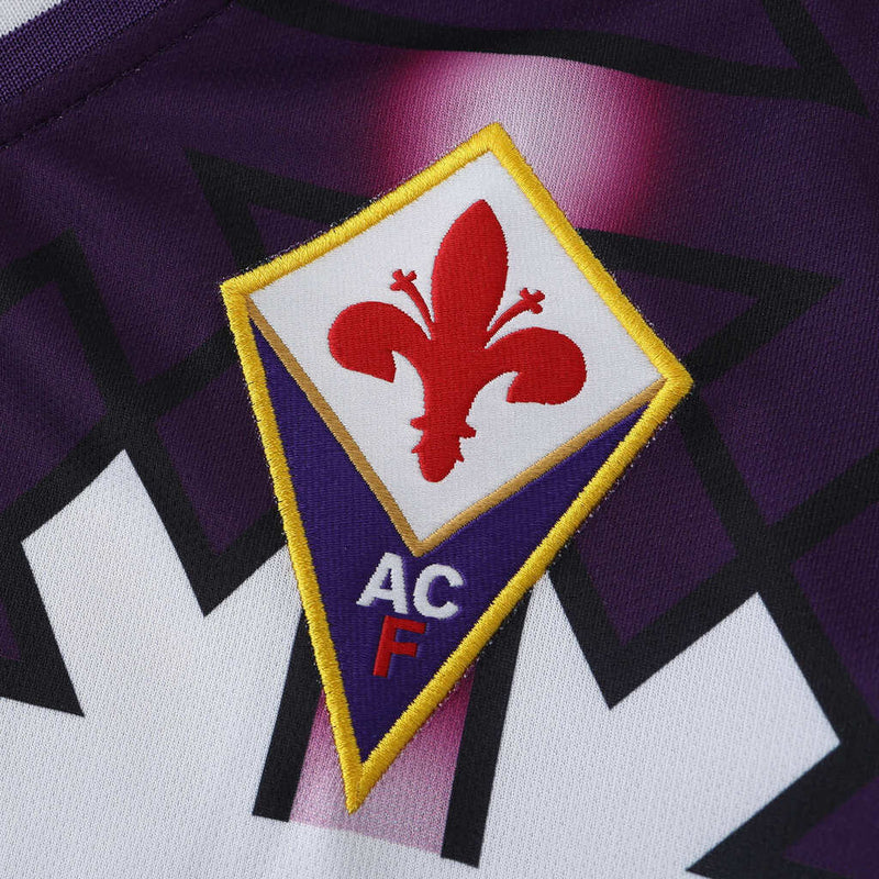 Camiseta retro de manga larga para aficionado de la Fiorentina Visitante II 92-93 para hombre - Blanco y morado