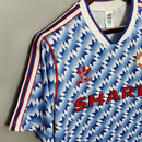 Camiseta retro de visitante del Manchester United 91/93 Adidas para hombre - Azul y blanco