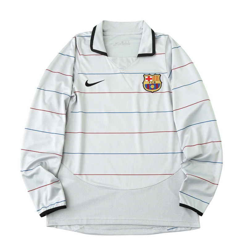 Camiseta retro de manga larga del Barcelona Away II 03/04 para hombre - Gris