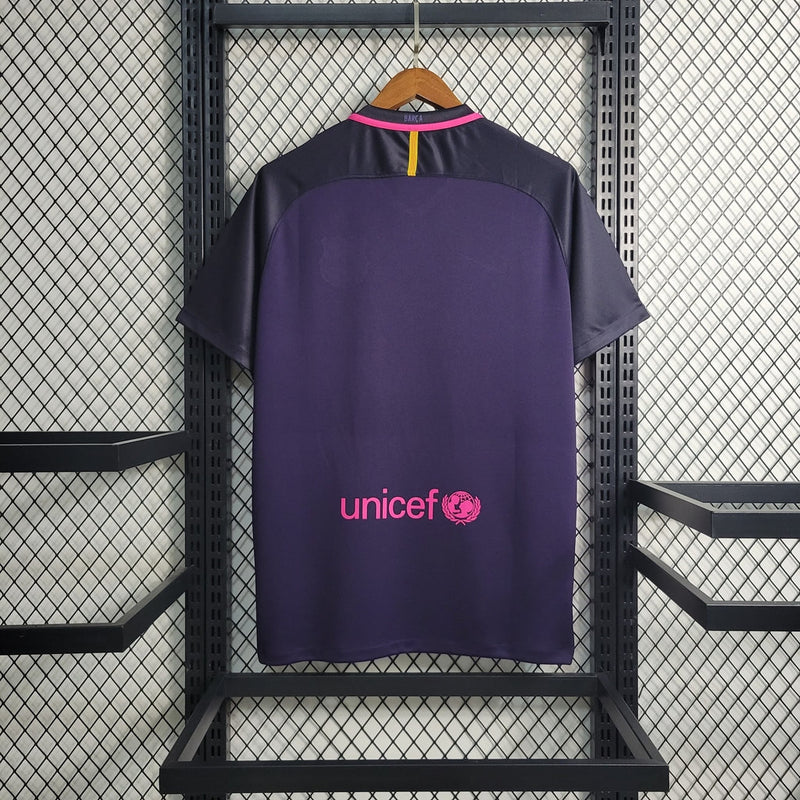 Camiseta retro de visitante del Barcelona 16/17 para hombre - Morada