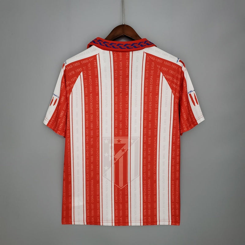 Camiseta retro Adidas para hombre del Atlético de Madrid 95/96 - Roja y blanca