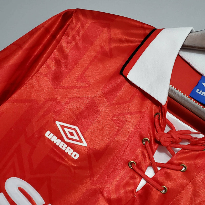 Camiseta retro de aficionado del Manchester United Home I 92/94 para hombre - Roja