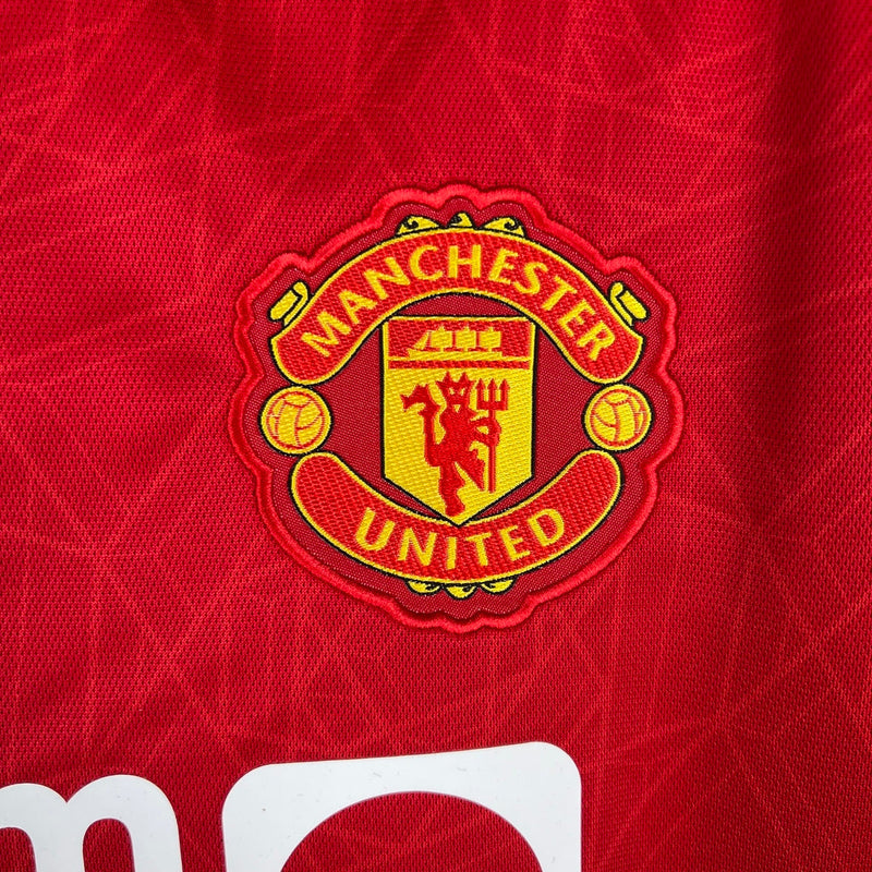 Camiseta local y pantalón corto del Manchester United para niños 23/24 - Rojo