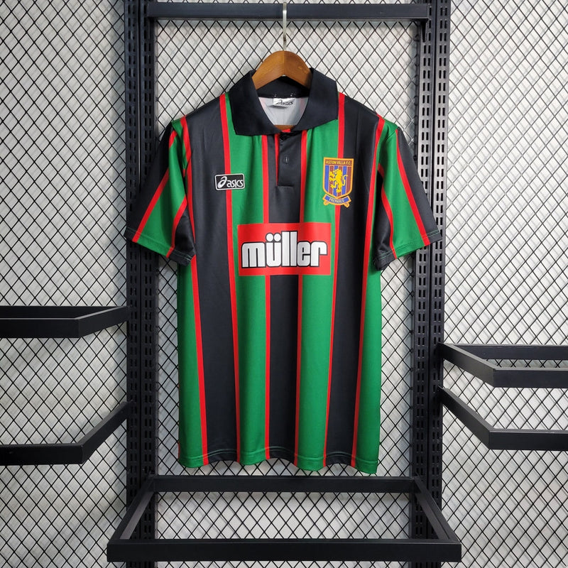 Camiseta de aficionado Asics Aston Villa II Retro 93/95 para hombre - Verde y negra