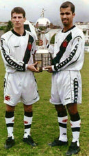 Camiseta retro de aficionado Kappa Vasco da Gama 1998 para hombre (blanco y negro)