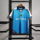 Camiseta retro de aficionado del Manchester City (99/00) para hombre, azul