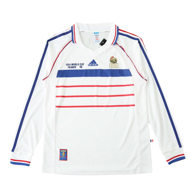 Camiseta retro de manga larga para hombre de la selección francesa visitante II - Blanca