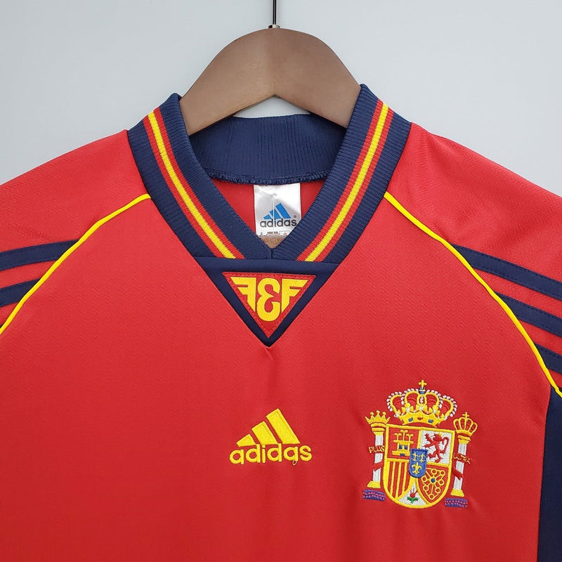 Camiseta retro de aficionado de la selección española de 1998 - Hombre - Roja