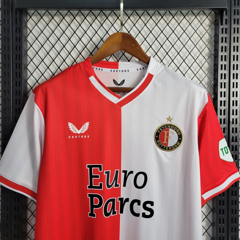 Camiseta de aficionado Castore para hombre del Fyenoord Home 23/24 - Roja y blanca