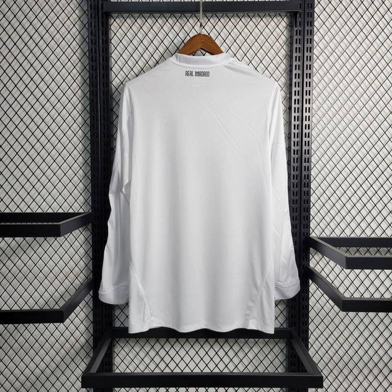 Camiseta retro de manga larga para aficionado Adidas del Real Madrid I 10/11 para hombre - Blanca