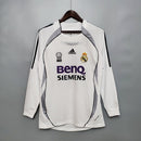 Camiseta retro de manga larga Adidas Real Madrid I 06/07 para hombre - Blanco