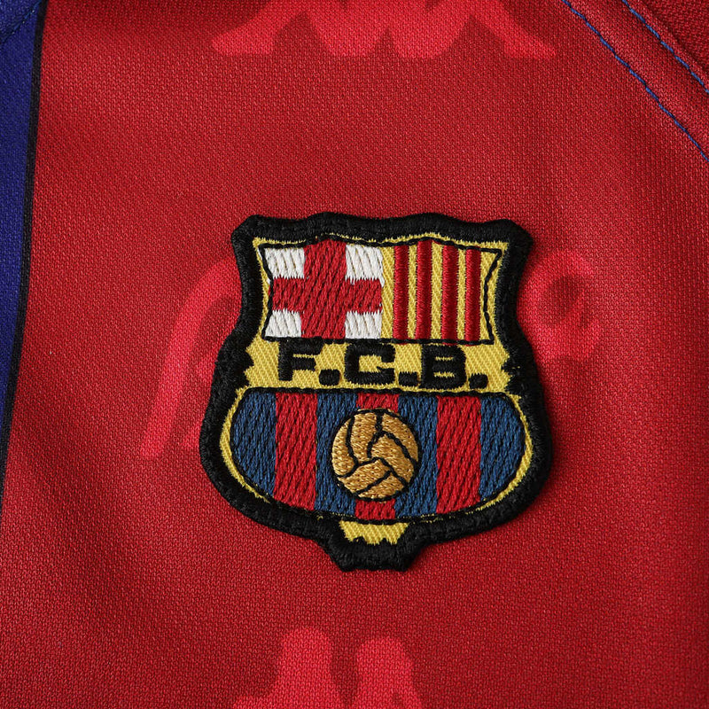 Camiseta retro de aficionado del Barcelona 96/97 de Kappa para hombre - Azul rey y rojo
