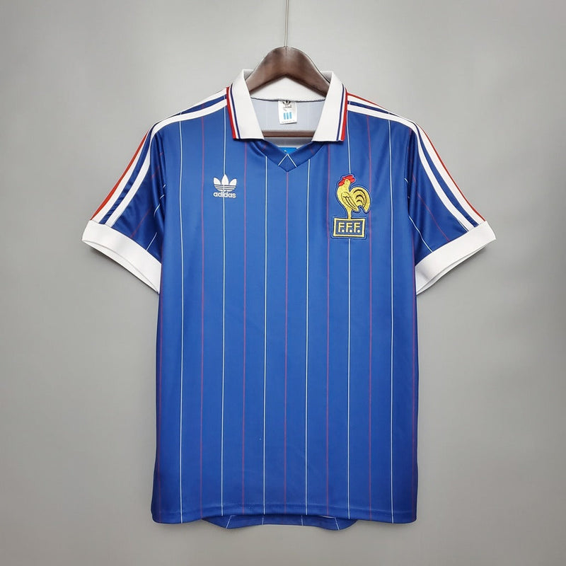 Camiseta Adidas de aficionado de Francia Retro I Home 1982 para hombre - Azul