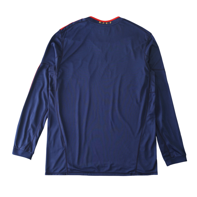 Camiseta retro de manga larga para aficionado de España (país visitante) del Mundial 2010 (azul)