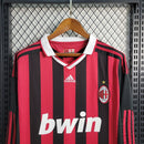 Camiseta retro de manga larga Adidas Fan Milan I 09/10 para hombre - Blanco y negro