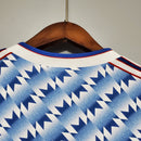 Camiseta retro de visitante del Manchester United 91/93 Adidas para hombre - Azul y blanco