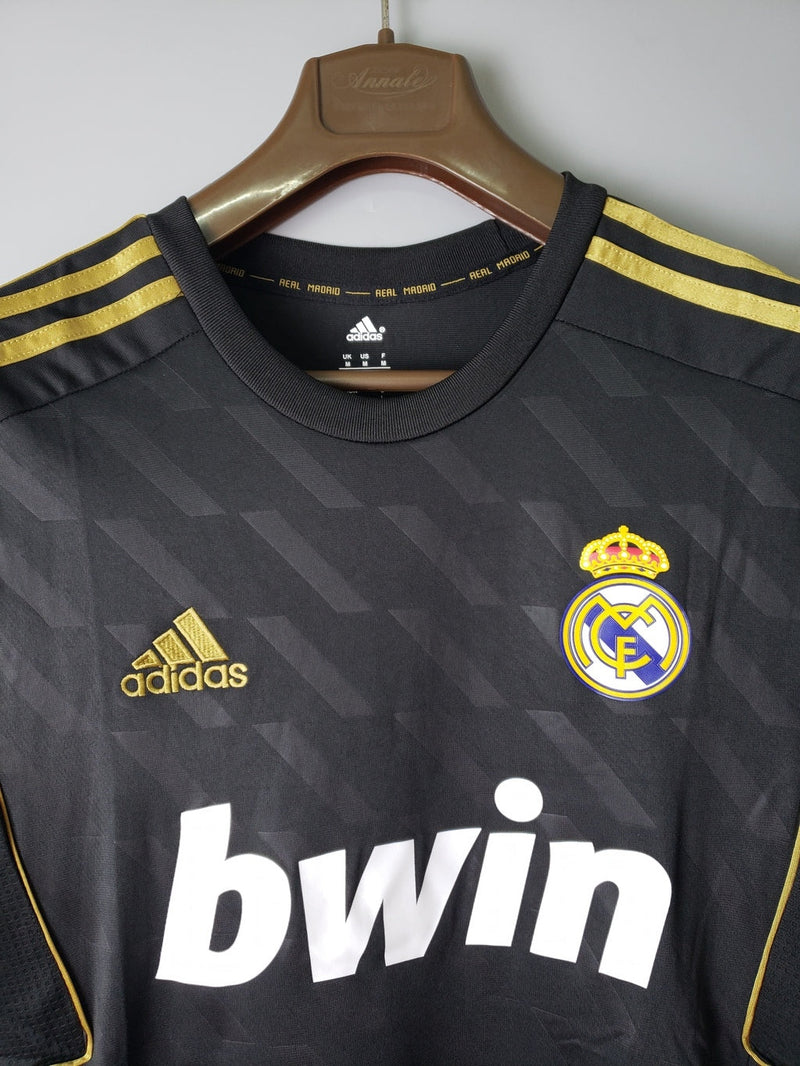 Camiseta retro Adidas del Real Madrid II para hombre, 11/12, color negro
