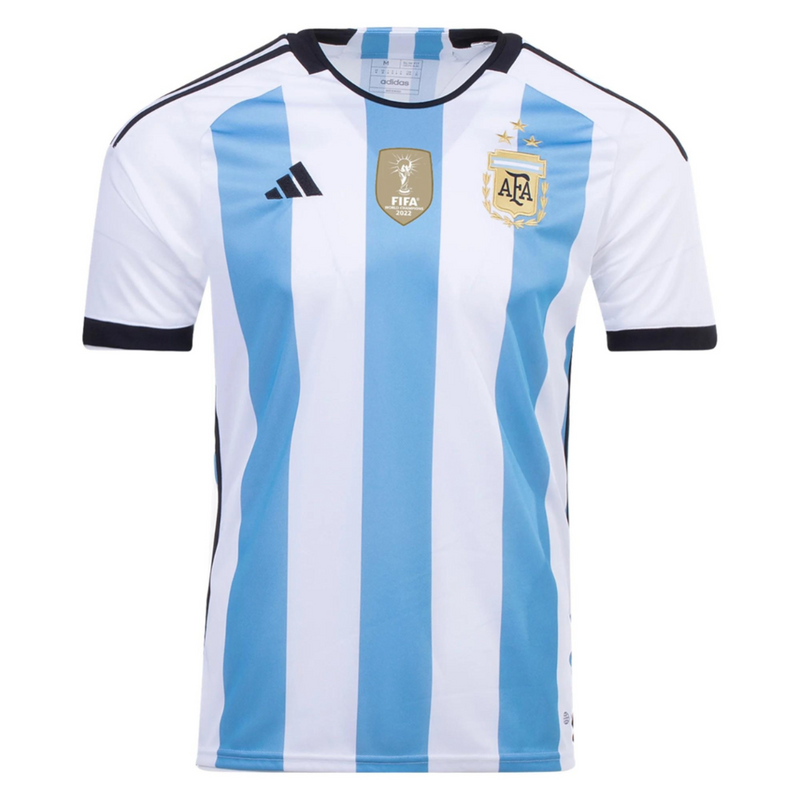 Camiseta de la Selección Argentina Tres Estrellas - Campeón 2022 Adidas Fan para hombre - Azul y blanco
