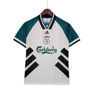 Camiseta retro de visitante del Liverpool 93/95 de Adidas para hombre (blanco, verde y negro)