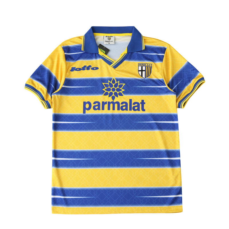 Camiseta retro de local del Parma 98/99 para hombre, color azul y amarillo