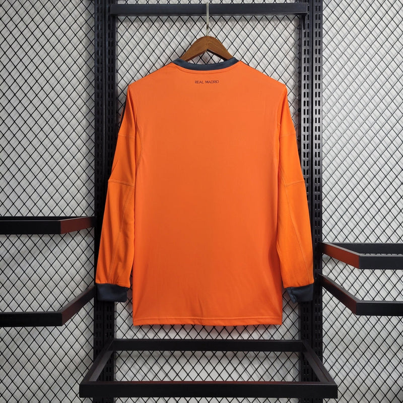 Camiseta retro de manga larga para aficionado del Real Madrid 13/14 para hombre - Naranja