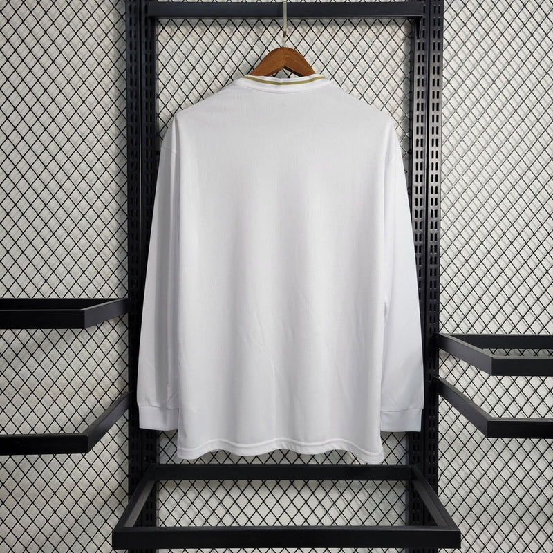 Camiseta retro de manga larga para aficionado Adidas del Real Madrid I 18/19 para hombre - Blanca