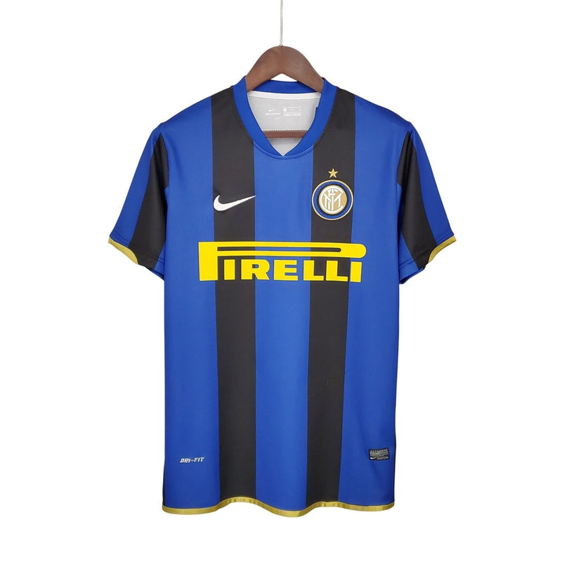 Camiseta retro de local del Inter de Milán 08/09 para hombre - Negra y azul