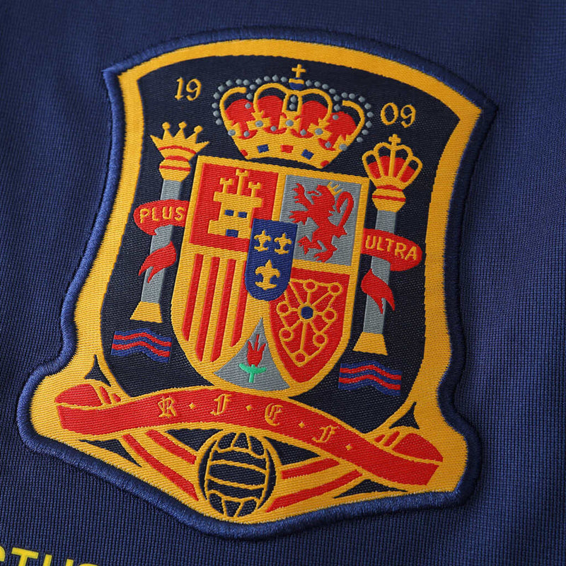 Camiseta retro de manga larga para aficionado de España (país visitante) del Mundial 2010 (azul)