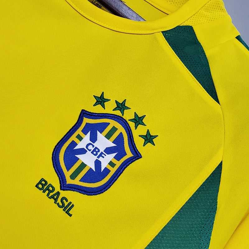 Camiseta retro de local de la selección brasileña 2002 para hombre - Amarilla