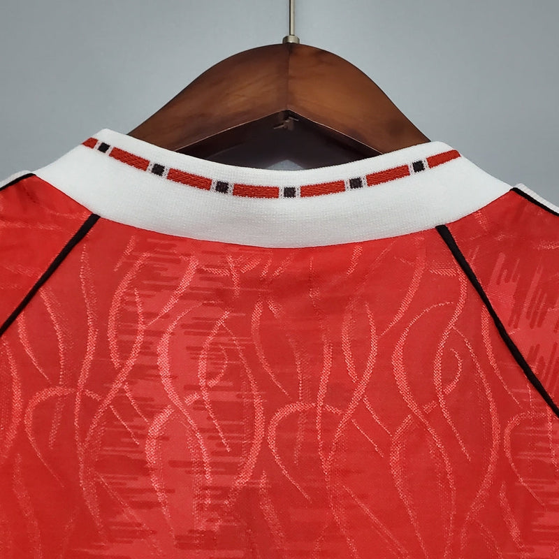 Camiseta retro de local Adidas del Manchester United 90/92 para hombre - Roja